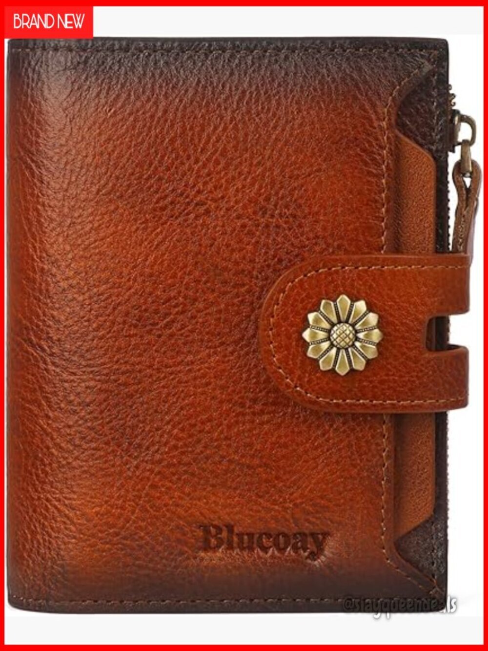 RFID Blocking Leather Bifold Wallet Compact Card Holder Women's